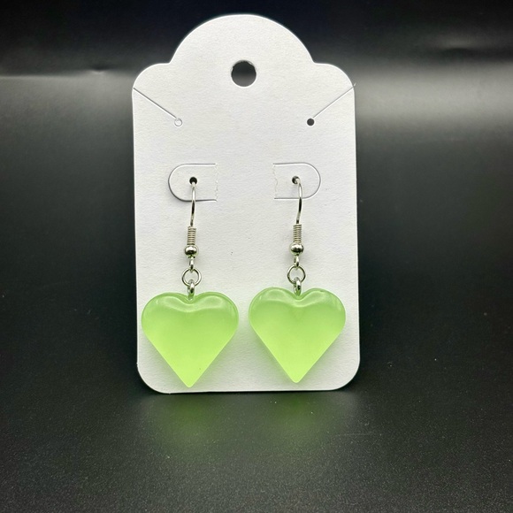 Glow in the Dark Heart Earrings- HANDMADE - Picture 3 of 5